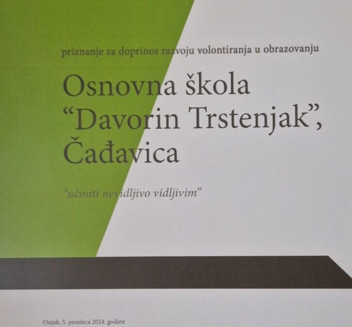 Naša škola dobitnica je priznanja za doprinos razvoju volontiranja u obrazovanju