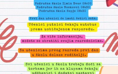 Obavijes učenicima i roditeljima o početku nove nastavne godine