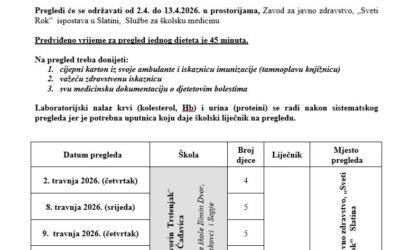 OBAVIJEST ZA RODITELJE BUDUĆIH PRVAŠIĆA